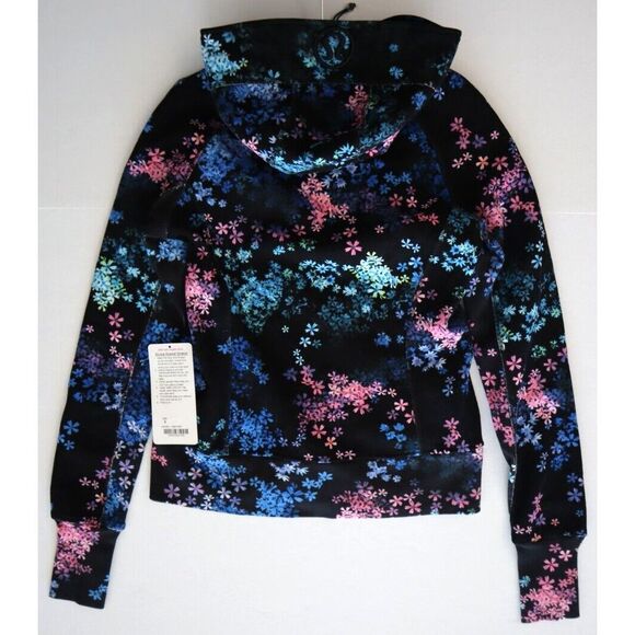 Lululemon W4C68S Women's Sz 8 Black Floral Scuba L/S Full Zip Hoodie RARE - Picture 14 of 14